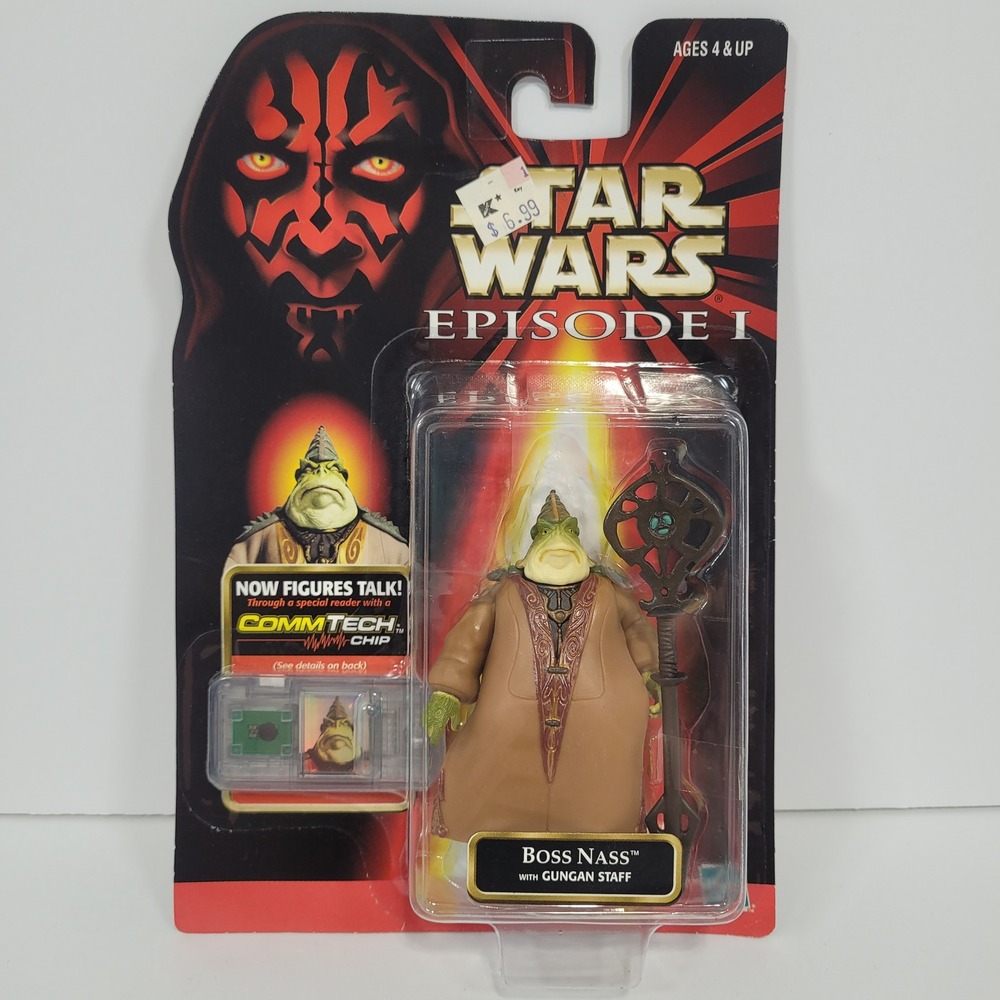 Star Wars Episode I Boss Nass Action Figure with Gungan Staff CommTech Chip 1998